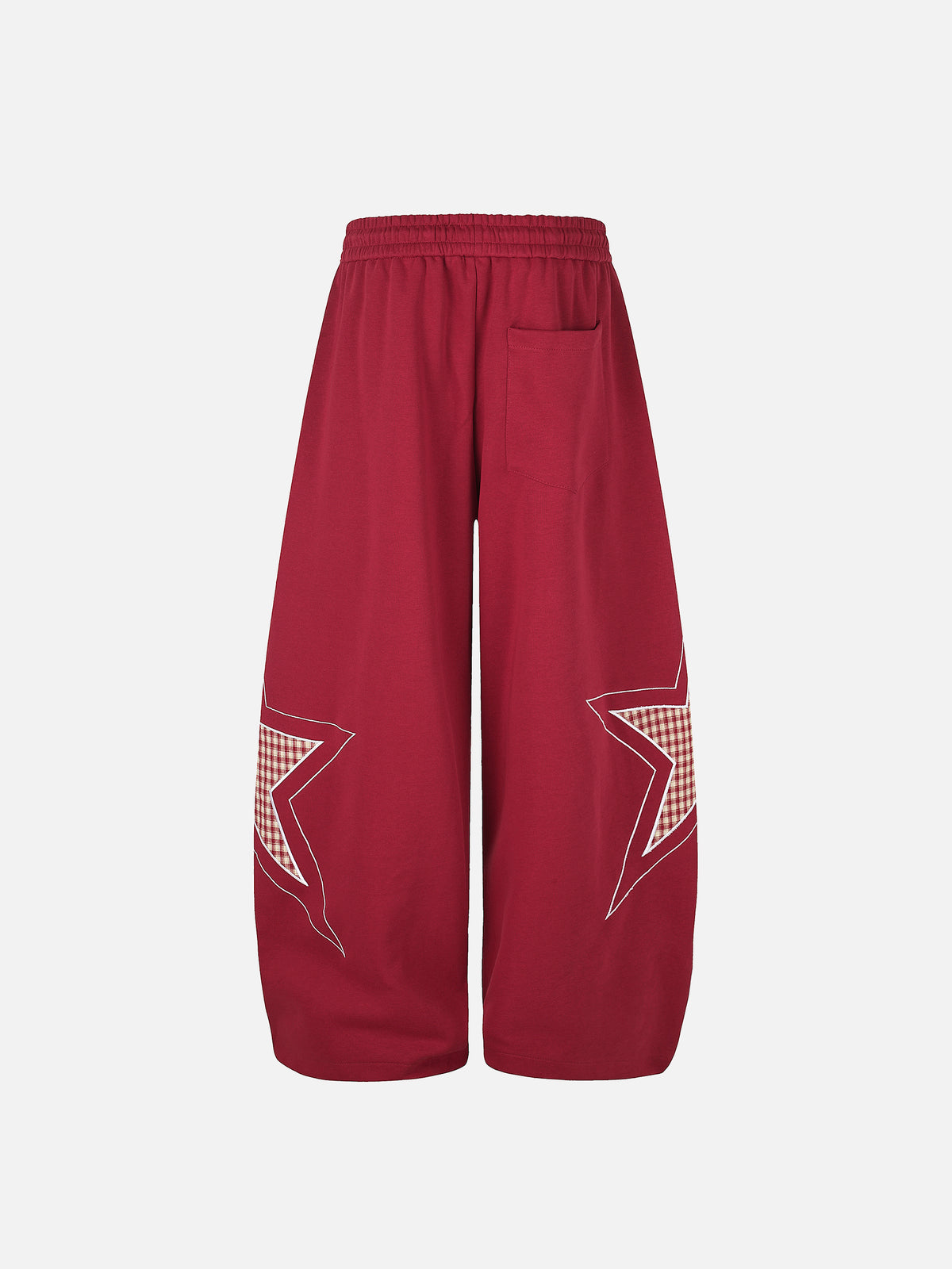Plaid Star-Panel Baggy Sweatpants