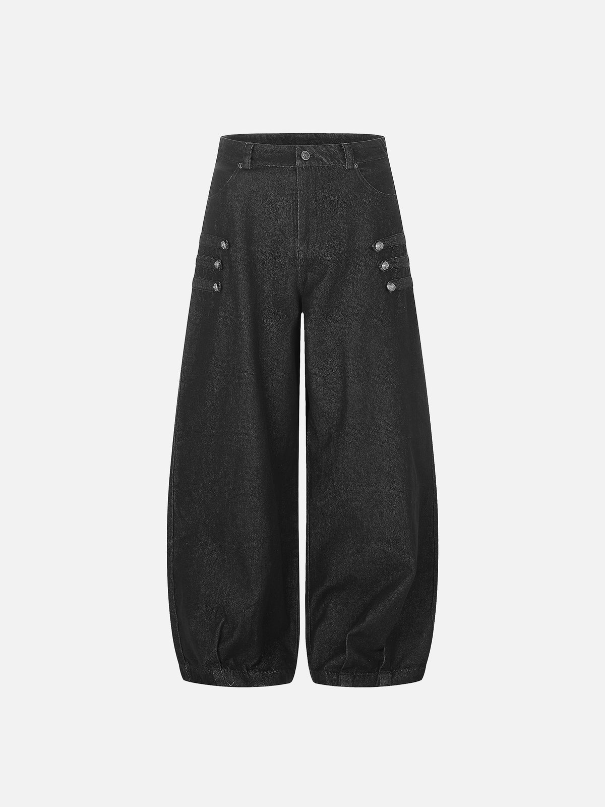 Military Buttoned Multi-Tab Baggy Balloon Jeans