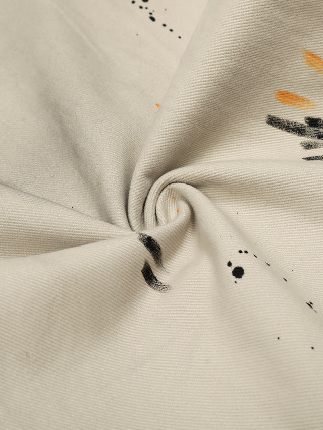 Paint-Splatter Smudge-Detail Curved Baggy Pants
