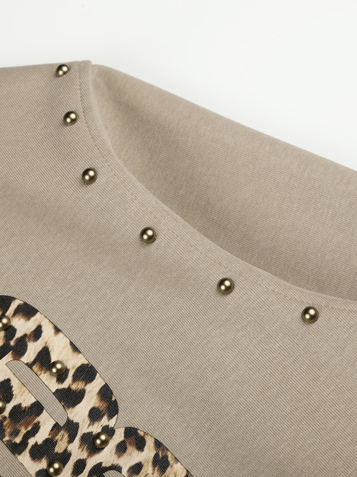 Leopard-Print Lettering Oversize Zip-Up Hoodie