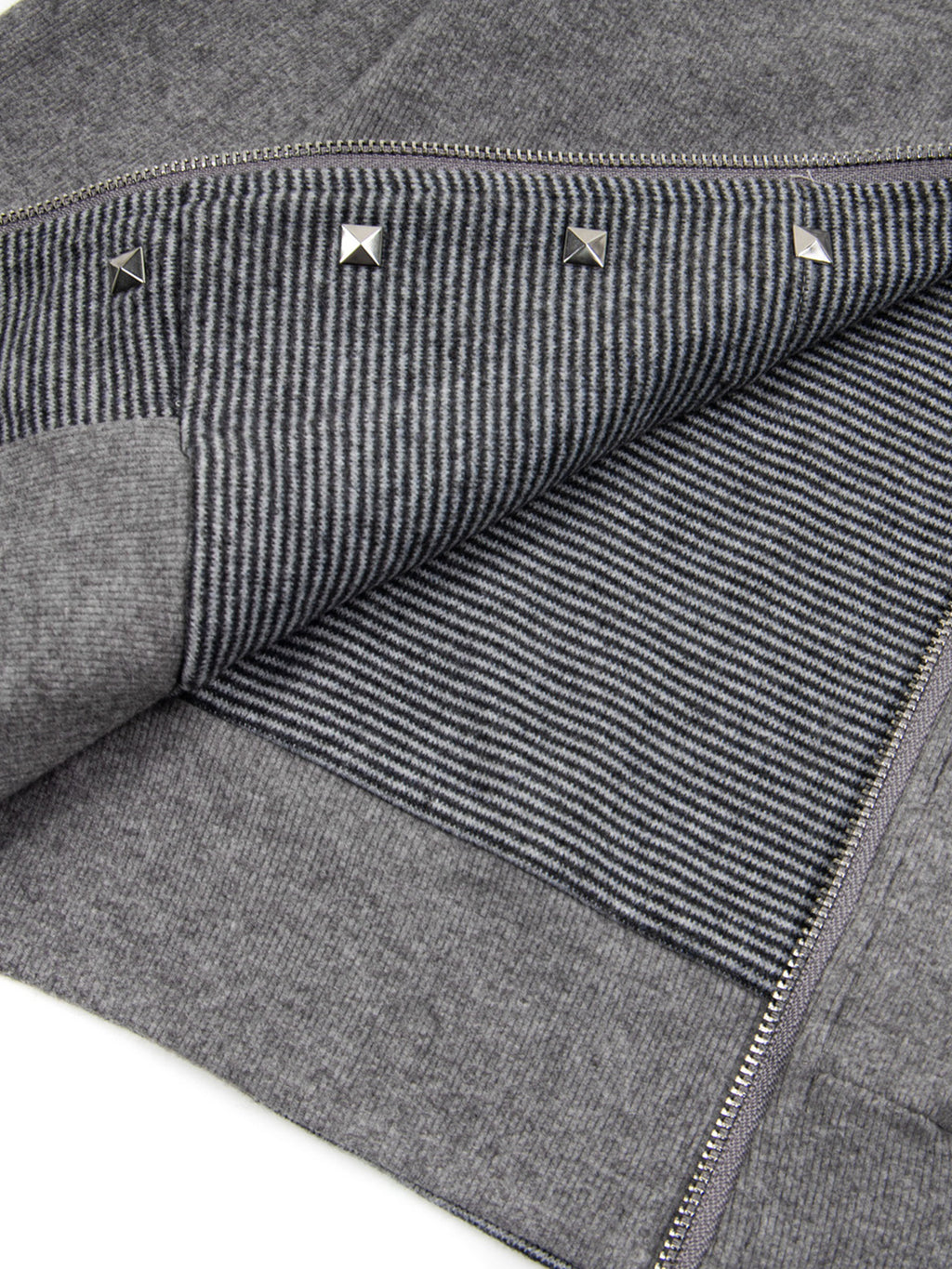 Reversible Striped Studded Slim Zip-Up Hoodie