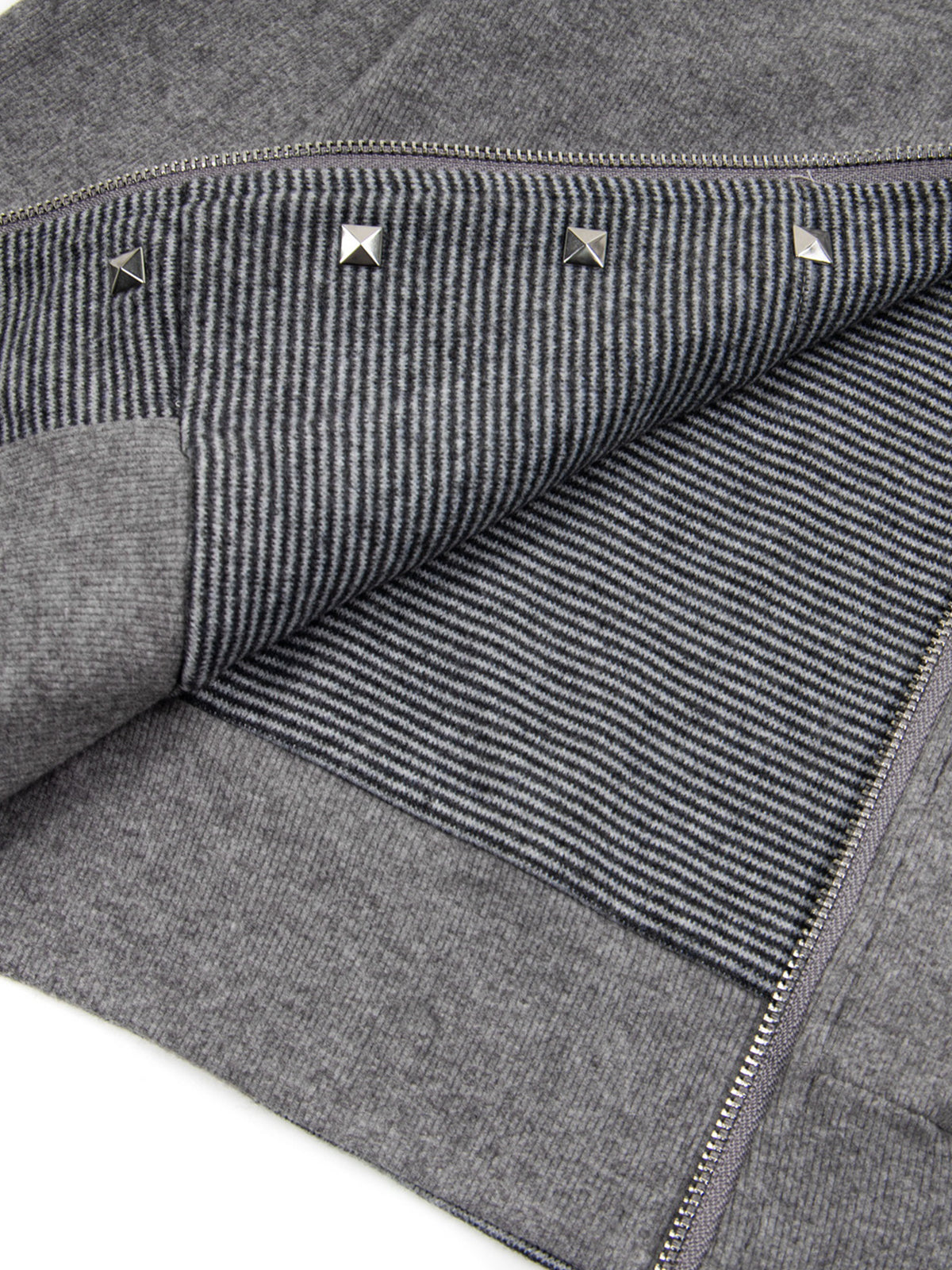 Reversible Striped Studded Slim Zip-Up Hoodie