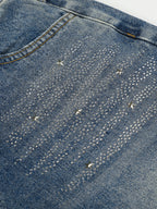 Rhinestone-Embellished Balloon Baggy Jeans