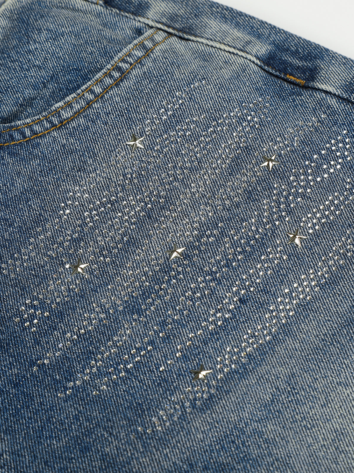 Rhinestone-Embellished Balloon Baggy Jeans