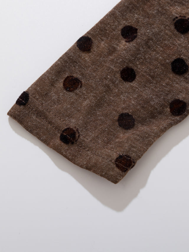 Polka Dot Ruffled-Hem Slim Long-Sleeve T-Shirt