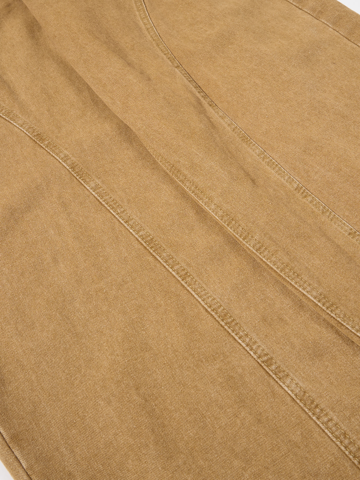 Curved-Panel Seam Star-Embroidered Baggy Denim Jeans