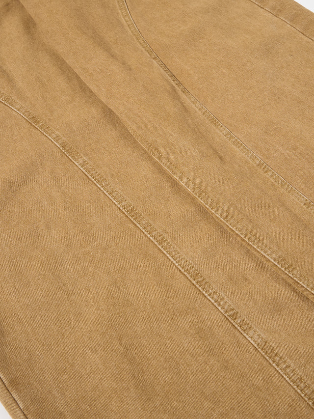 Curved-Panel Seam Star-Embroidered Baggy Denim Jeans