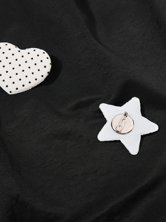 Polka-Dot Double-Waistband Patch Detail Baggy Parachute Pants