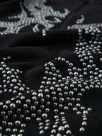 Rhinestone-Graphic Half-Zip Slim-Fit Mock-Neck Top