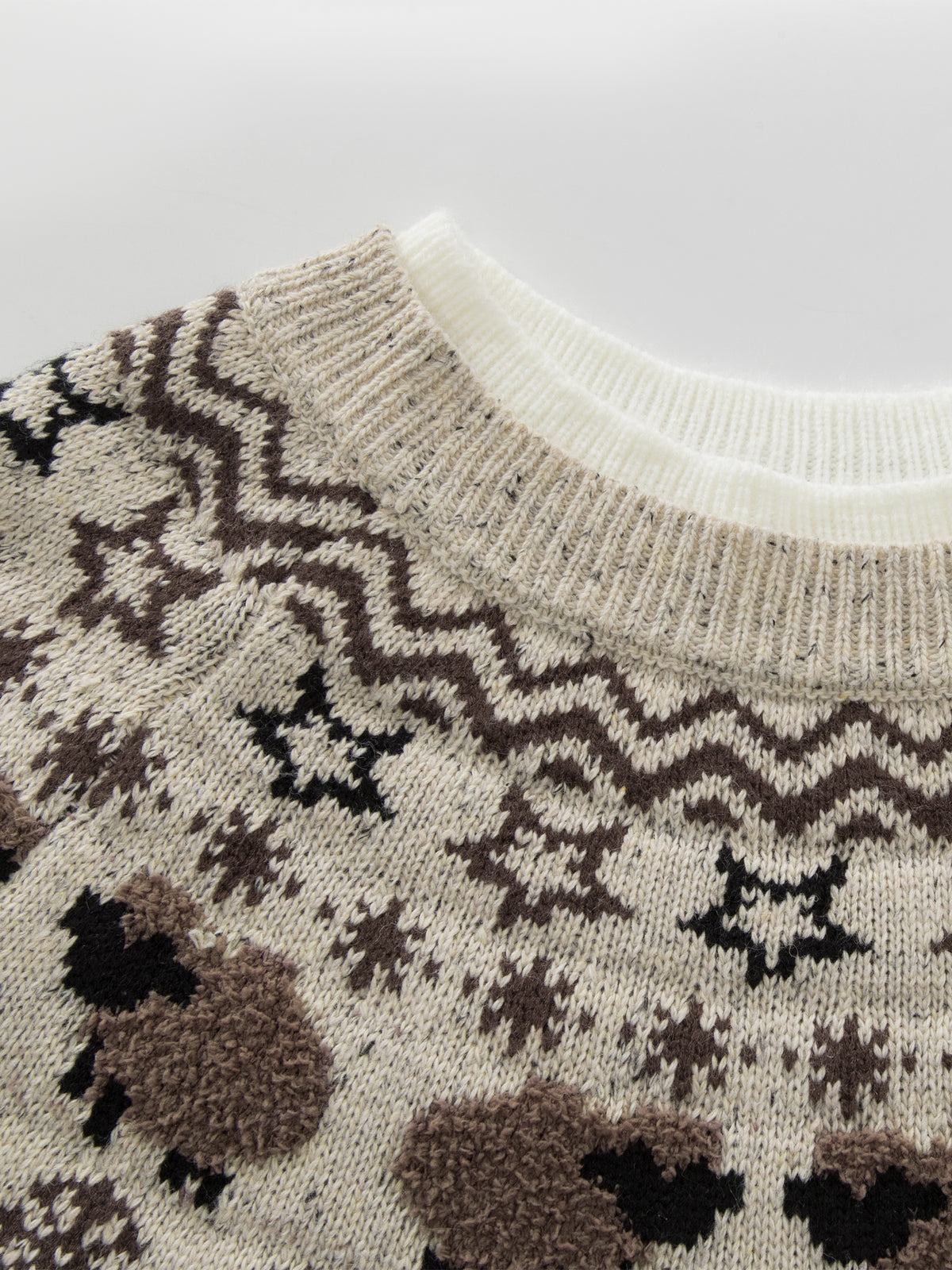 Nordic Fair Isle Sheep Pattern Oversized Knit Sweater