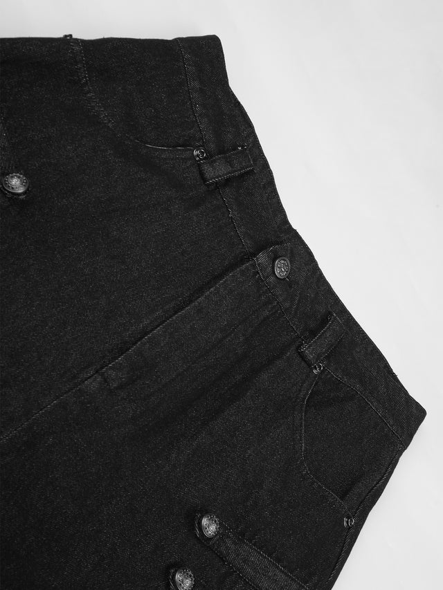 Military Buttoned Multi-Tab Baggy Balloon Jeans