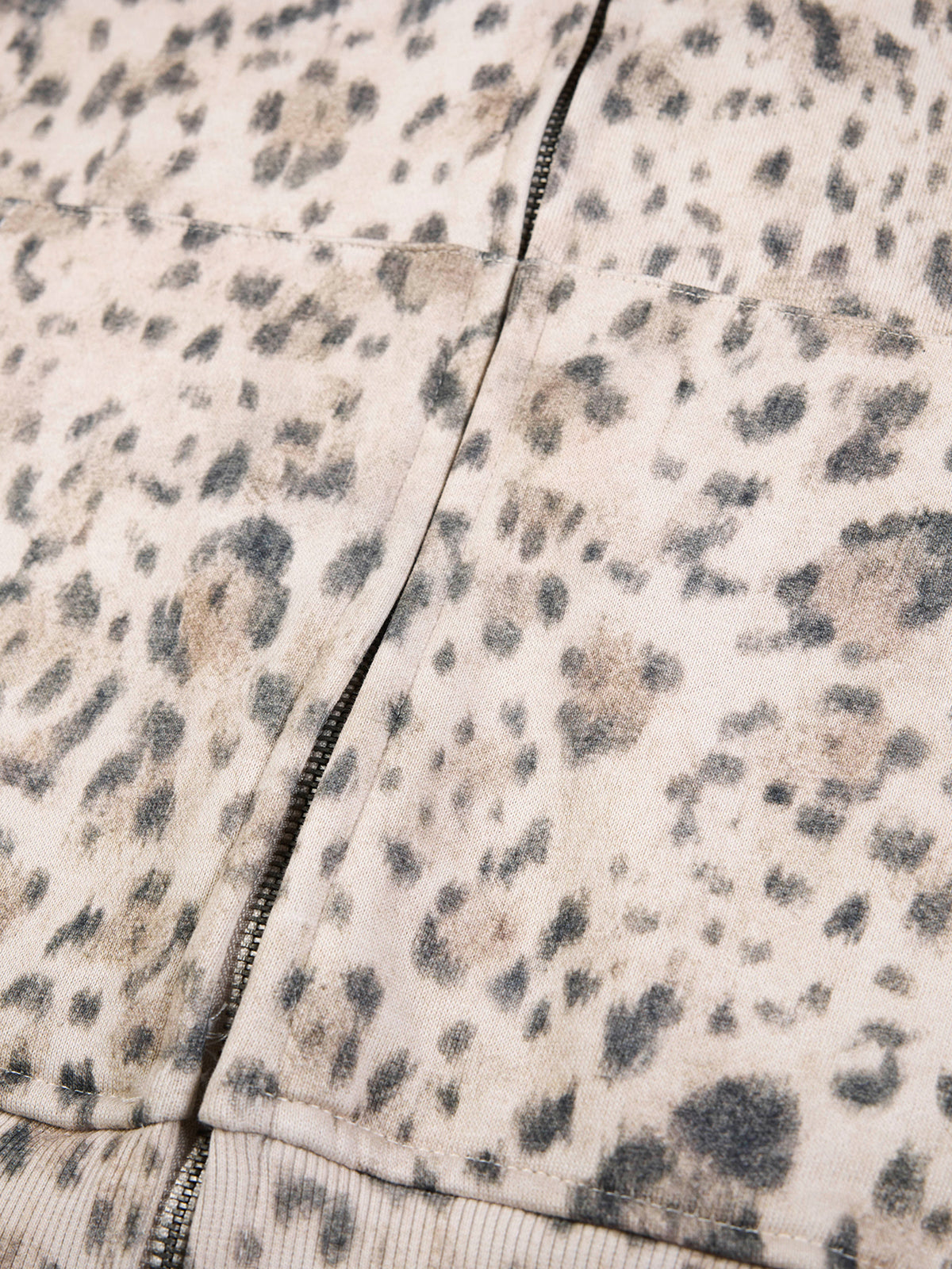 All-Over Leopard Print Boxy Zip Hoodie