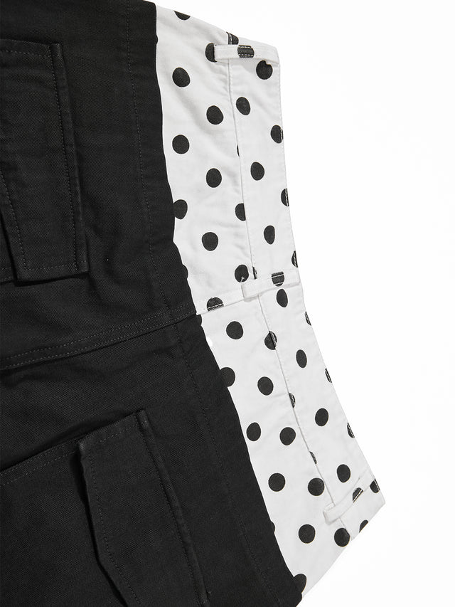 Polka-Dot Double-Waistband Baggy Casual Pants