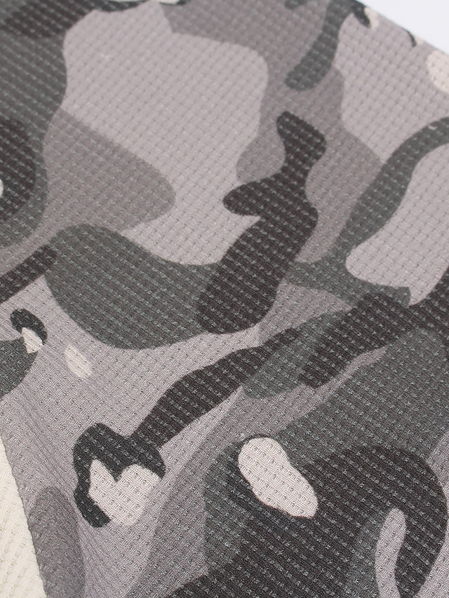 Camo Raglan-Sleeve Graphic Oversized Waffle T-Shirt