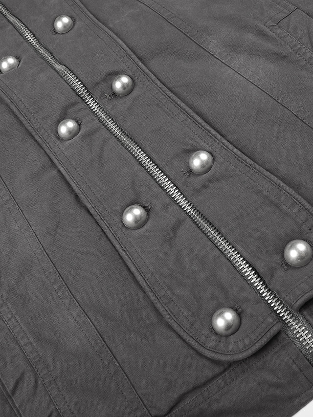Military Double-Breasted Button-Panel Boxy Cotton Jacket