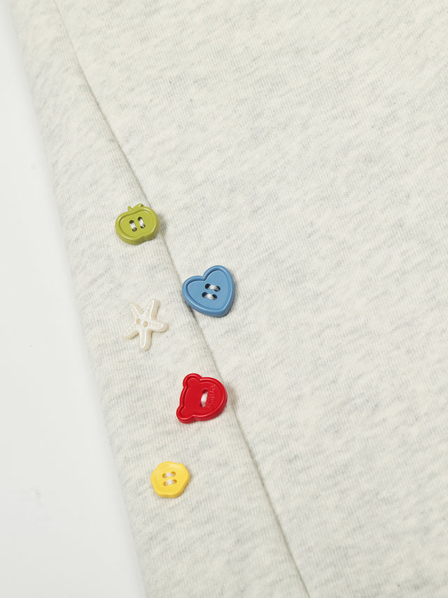 Novelty Button-Embellished Curved-Seam Baggy Barrel Sweatpants