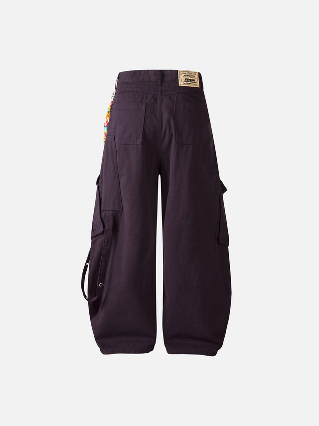 Chain-Detail Cargo Baggy Pants