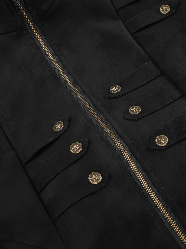Metal Button-Embellished Boxy Jacket