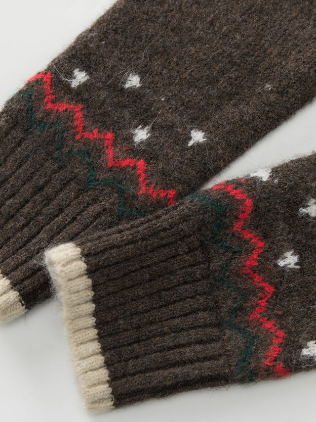Puppy Jacquard Slim Knit Crewneck Sweater