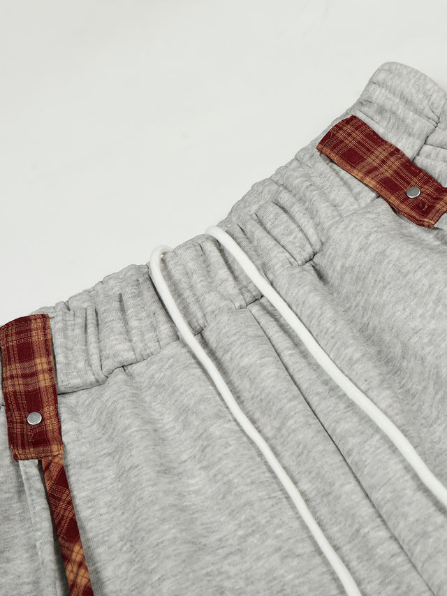 Plaid Ribbon Suspenders Star Appliqué Baggy Balloon Sweatpants