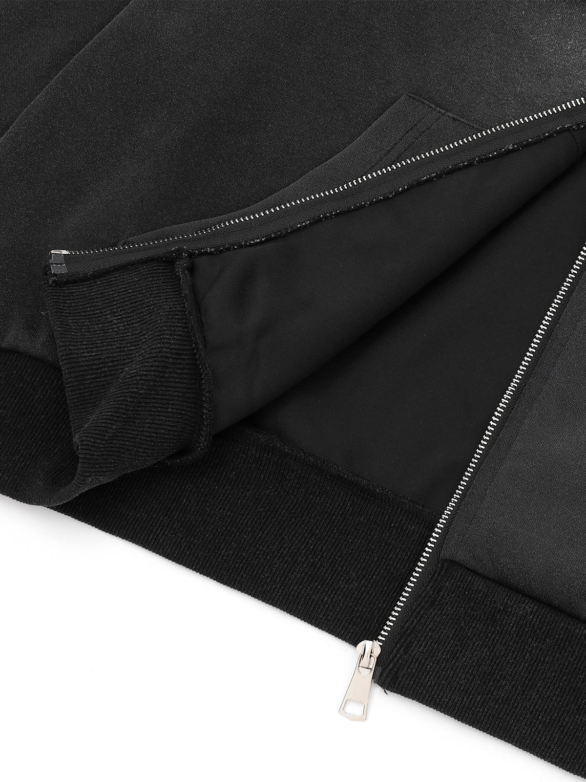 Buttoned Military-Trim Oversized Zip-Up Hoodie