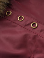 Faux-Fur Hood Eyelet-Accented Boxy Bomber Jacket