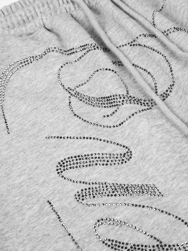 Rhinestone-Script Graphic Baggy Sweatpants