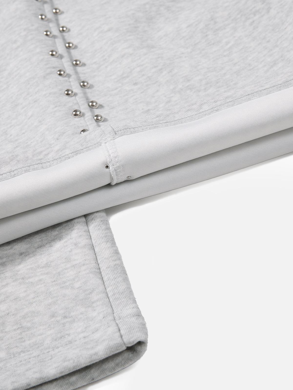 Studded Foldover-Waist Curved-Seam Baggy Sweatpants