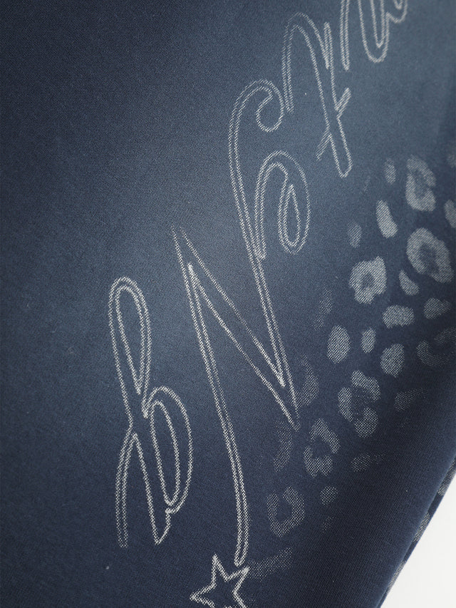 Faded Leopard-Print Script Graphic Baggy Sweatpants