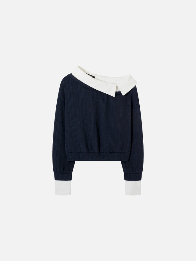 Asymmetrical Off-The-Shoulder Layered Cropped Top