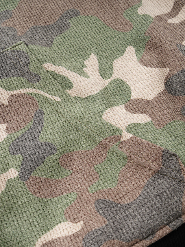 Reversible Camouflage Graphic Waffle-Knit Boxy Zip Hoodie