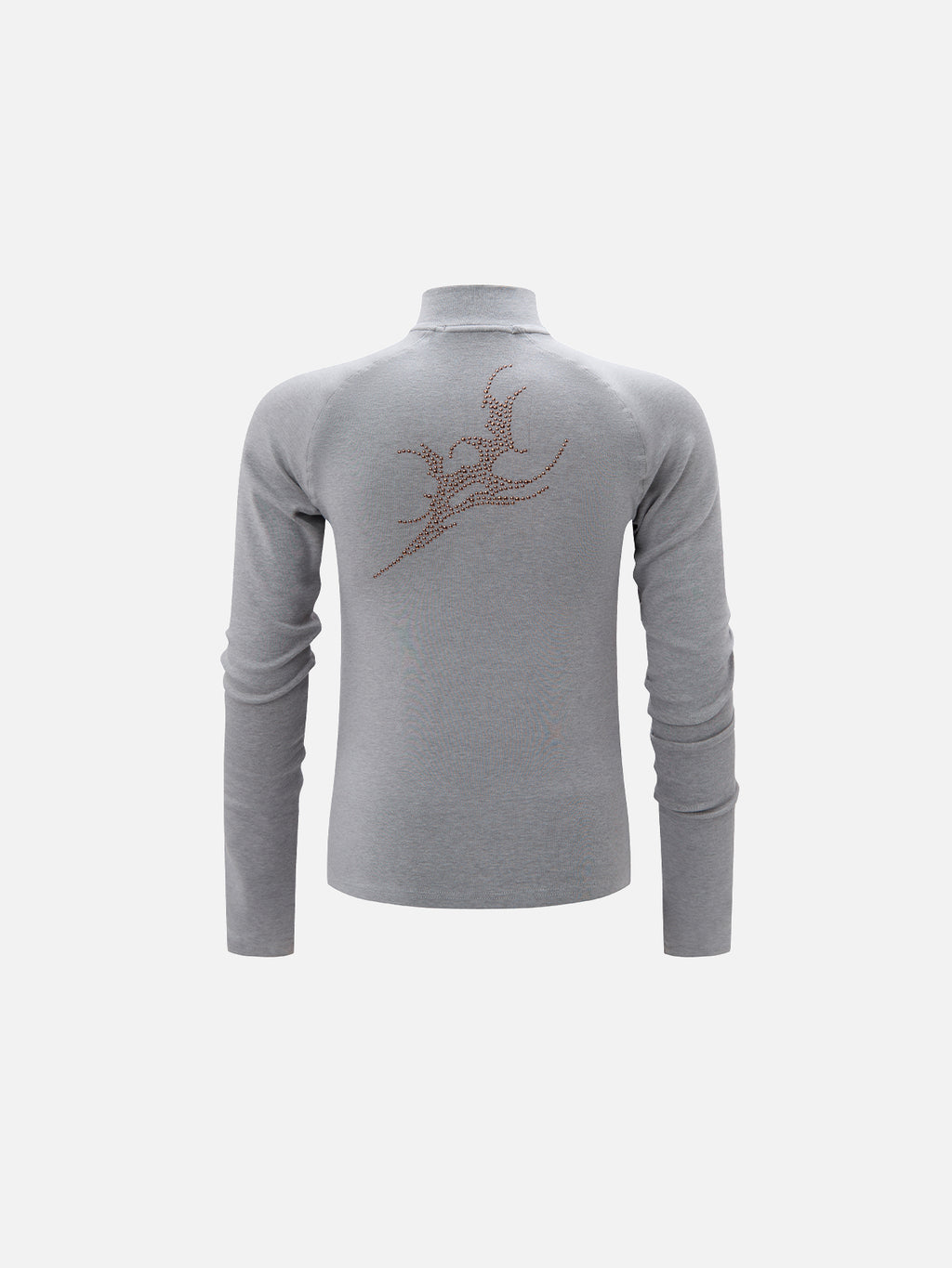 Rhinestone-Graphic Half-Zip Slim-Fit Mock-Neck Top