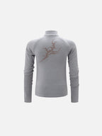 Rhinestone-Graphic Half-Zip Slim-Fit Mock-Neck Top