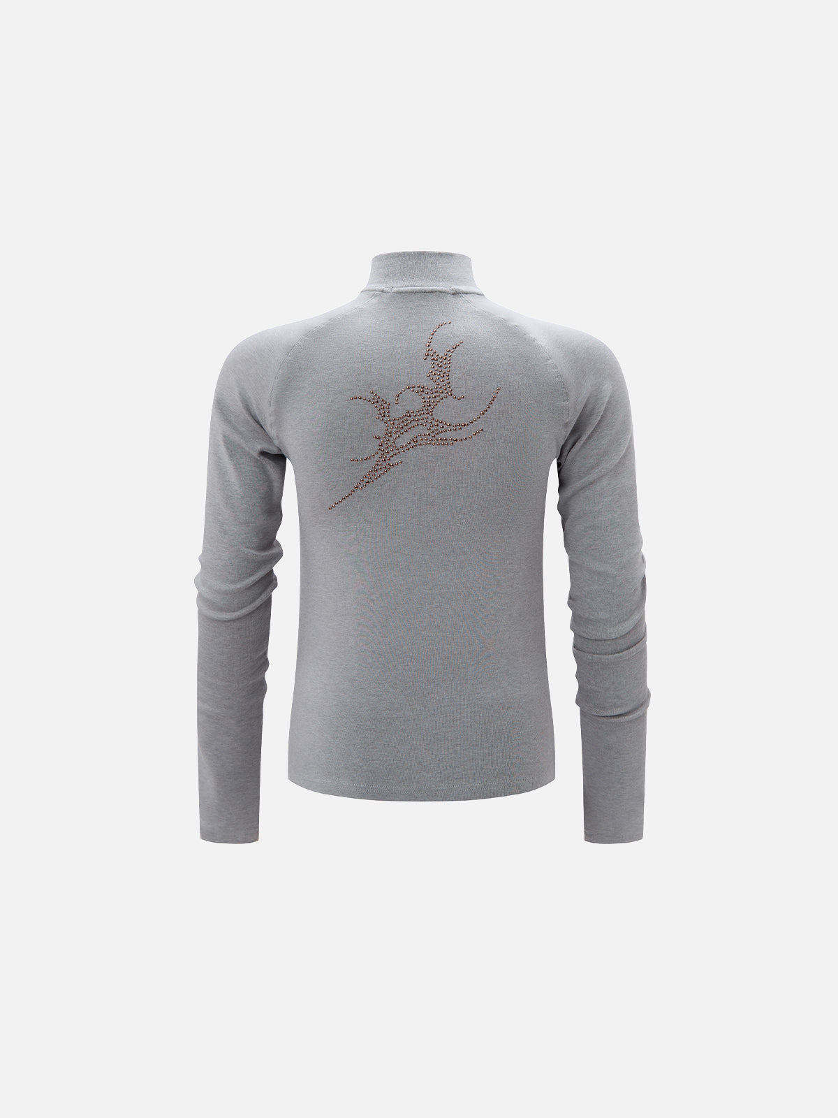 Rhinestone-Graphic Half-Zip Slim-Fit Mock-Neck Top