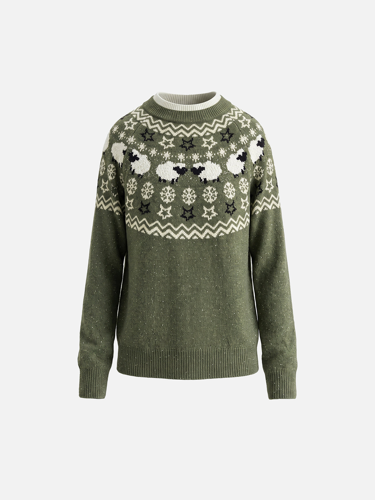 Nordic Fair Isle Sheep Pattern Oversized Knit Sweater