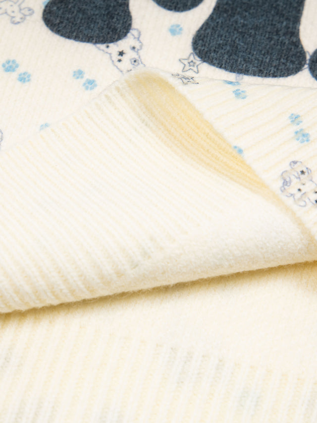 "I ♥ ME" Raglan Ribbed-Sleeve Jacquard Knit Sweater