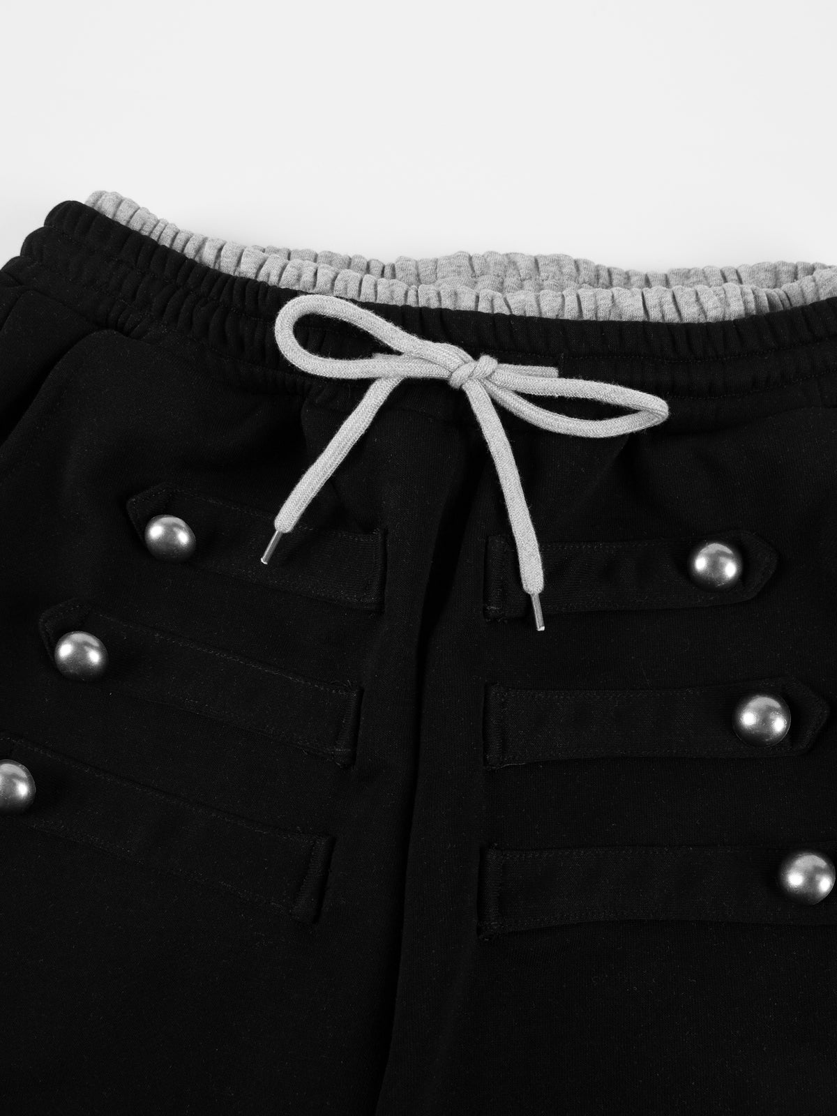 Double-Waistband Military Buttoned Straight-Leg Sweatpants