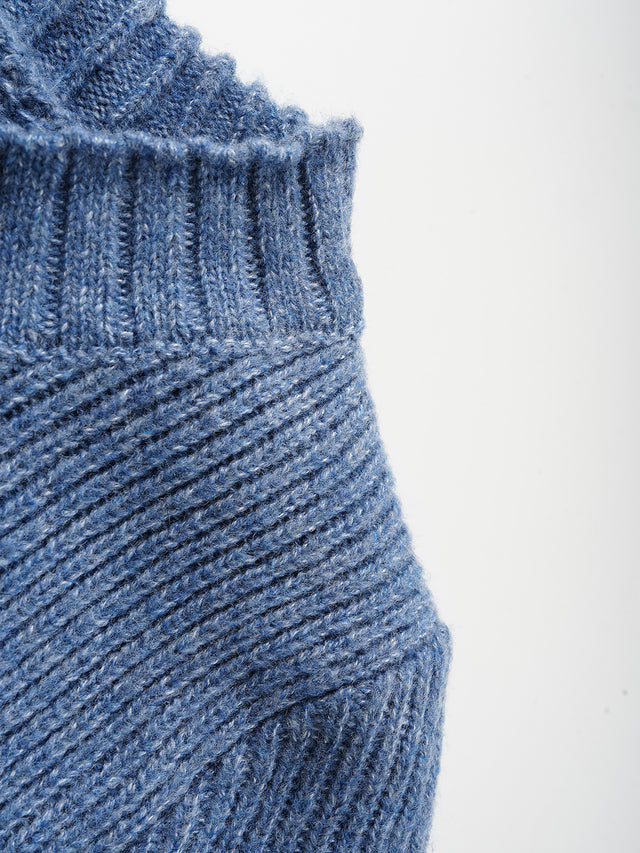Rib-Knit Button-Front Henley Sweater