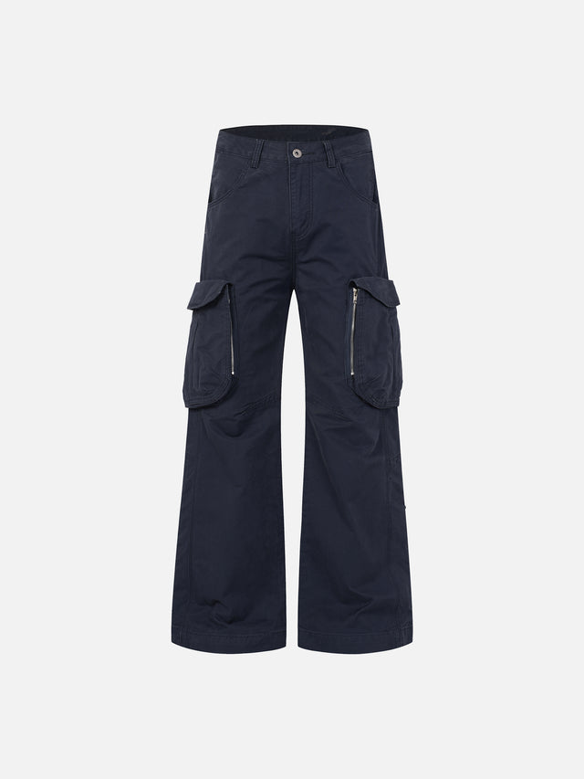 Multi-Pocket Zip-Bellows Baggy Barrel Cargo Pants