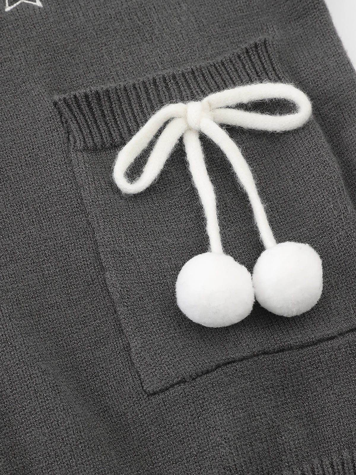 Star-Embroidered Bow-Pocket Boxy Knit Polo Shirt