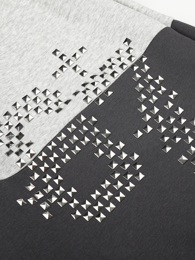 Number 67 Pyramid Studded Colorblock Baggy Sweatpants
