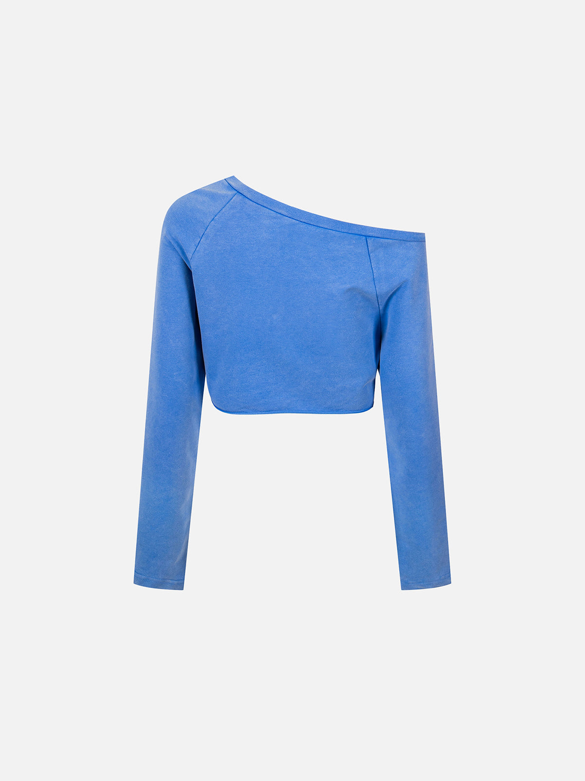 Studded Asymmetrical Off-Shoulder Cropped Long-Sleeve Sweatshirt