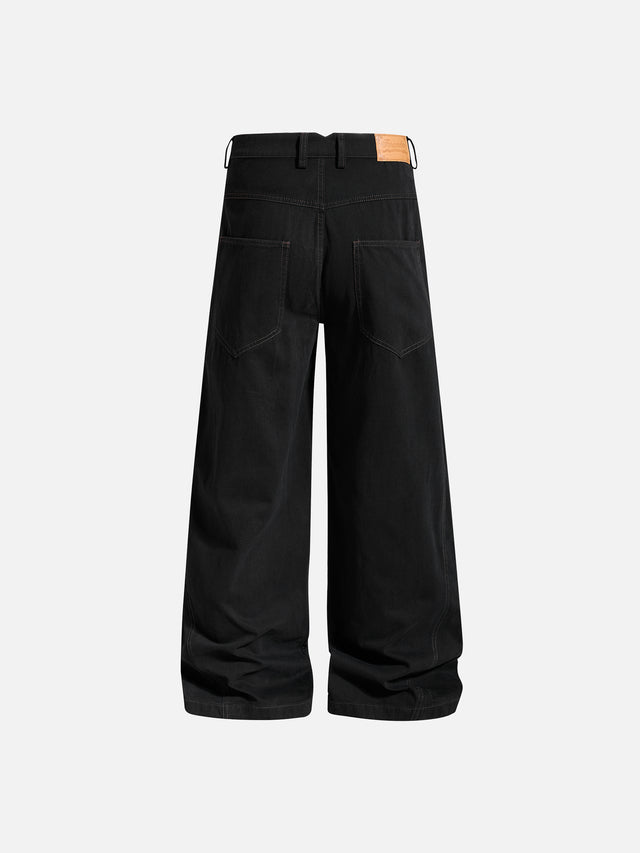 Rope-Detail Washed Baggy Jeans