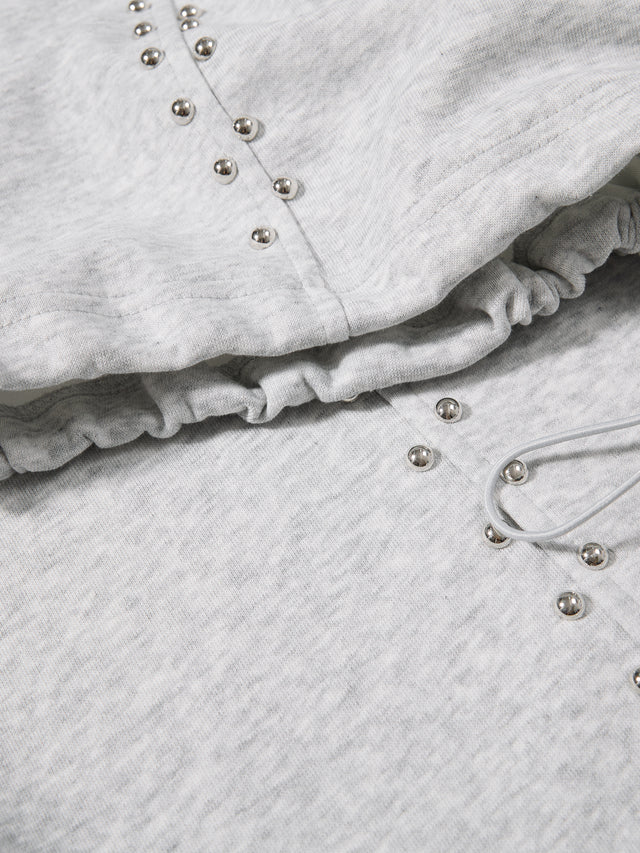Studded Foldover-Waist Curved-Seam Baggy Sweatpants