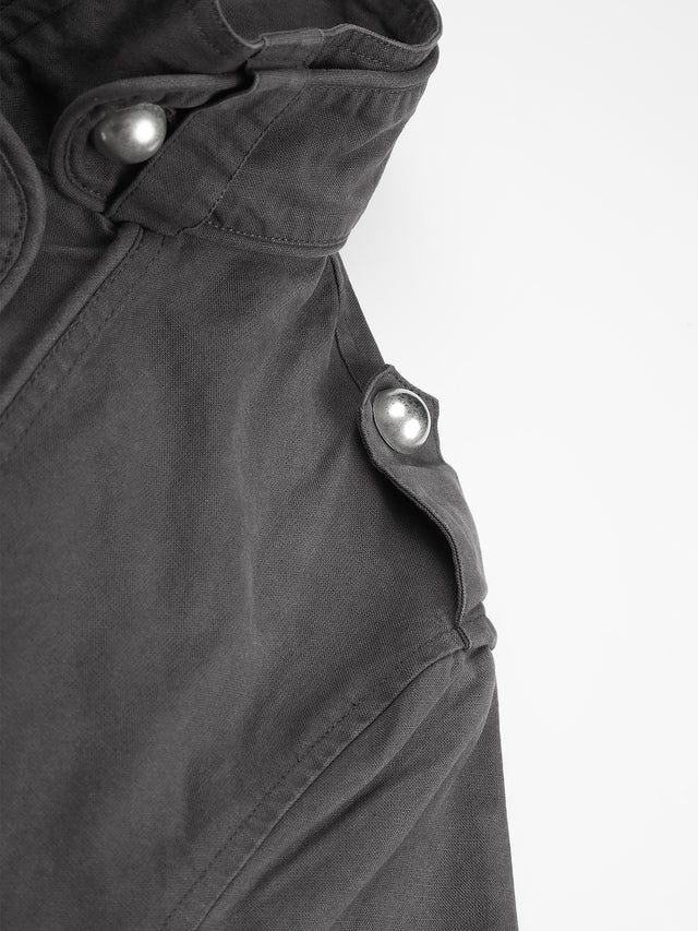 Military Double-Breasted Button-Panel Boxy Cotton Jacket