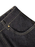 Snakeskin-Panelled Embroidered Baggy Jeans