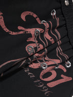 Side-Striped Lace-Up Graphic Baggy Sweatpants