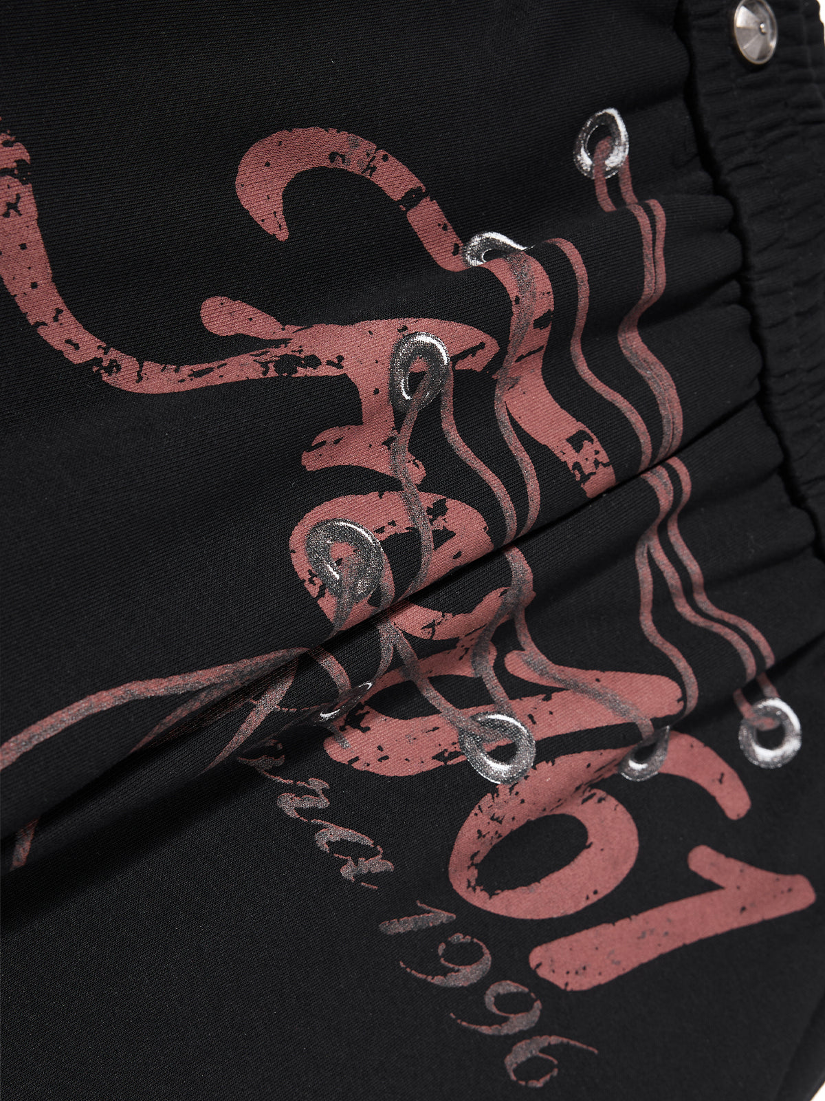 Side-Striped Lace-Up Graphic Baggy Sweatpants