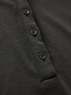 Ribbed Button-Placket Double-Layer Slim Top