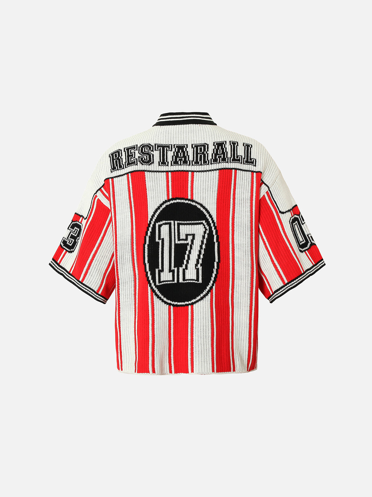 Number Striped Pattern Sports Knit Sweater